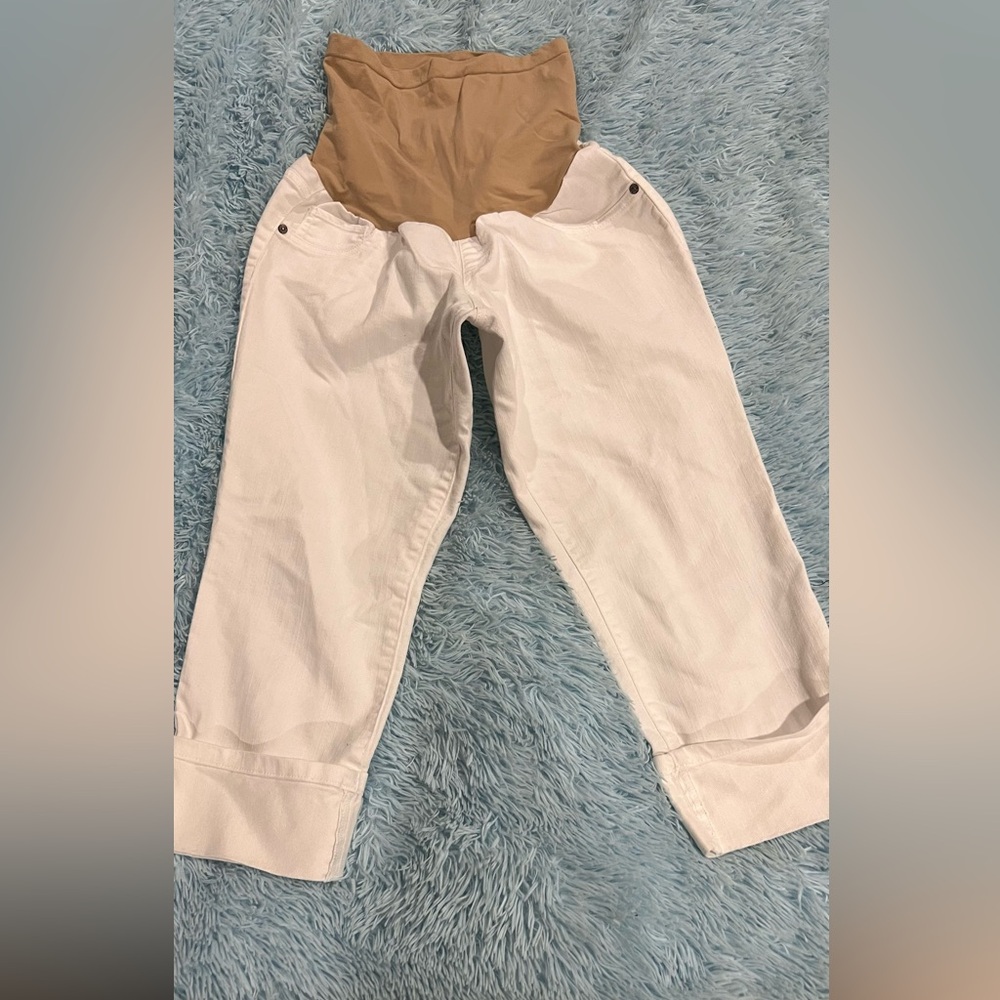 Motherhood Maternity Cuffed White Denim pants